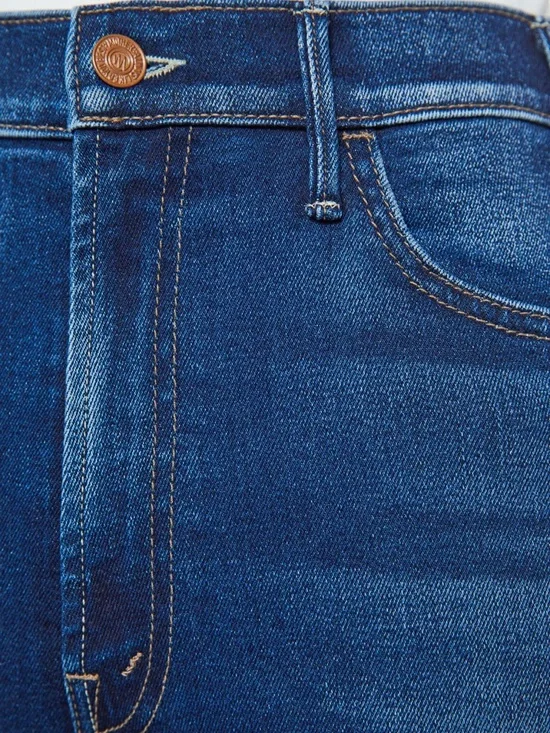 MOTHER High-Rise Hustler Ankle Fray Indigo Blue Slim Jeans - Picture 5 of 14